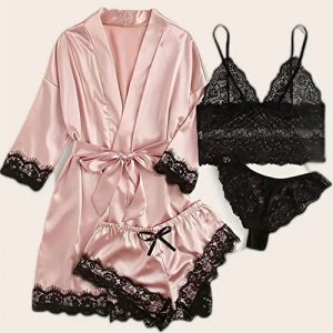 Pink Satin Robe Set